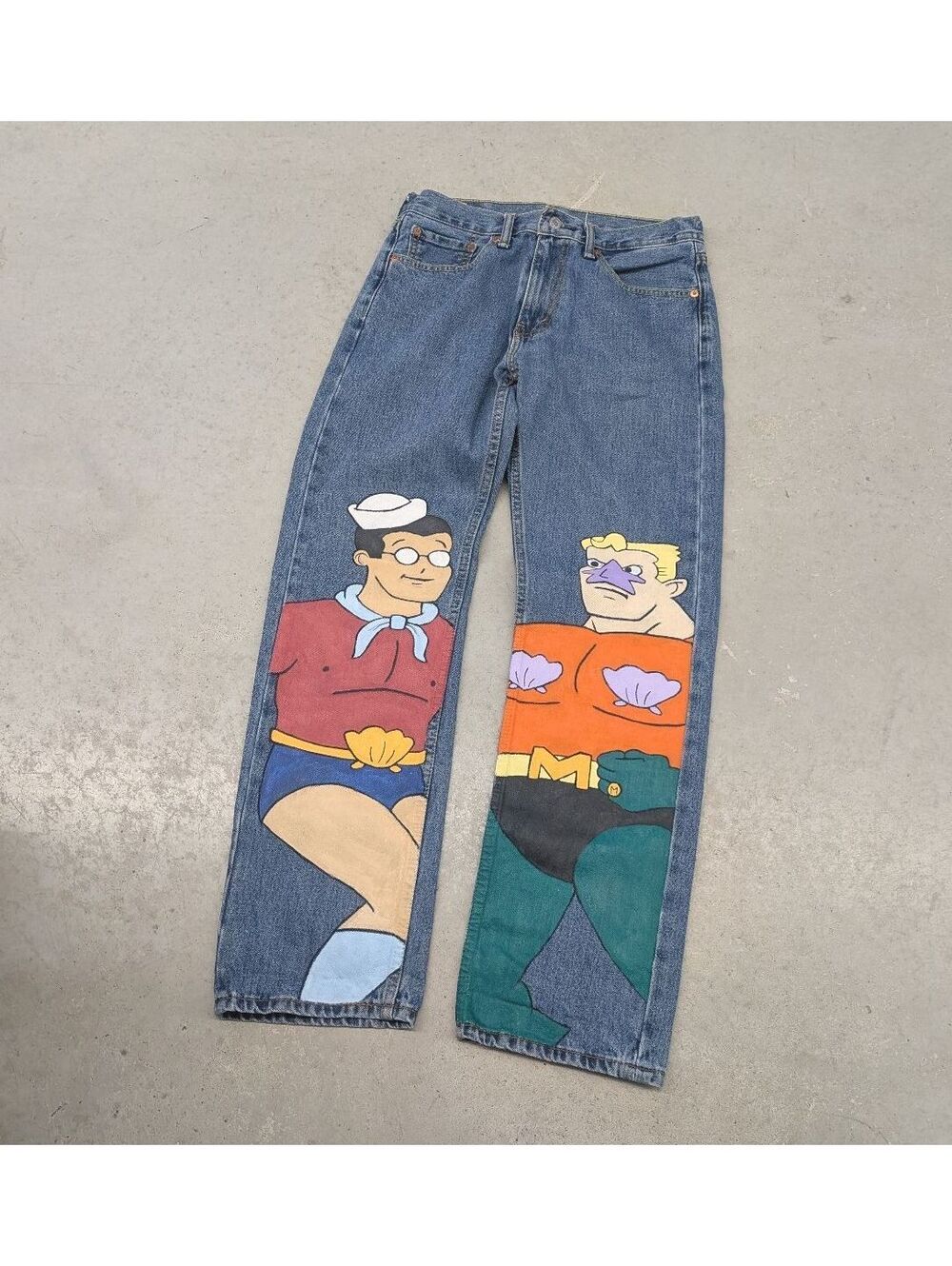 1 of 1 Young Mermaid Man and Barnacle Boy Custom Levis Jeans